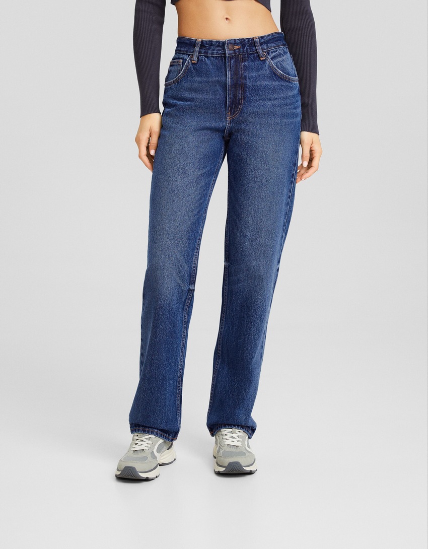 calça jeans de corte reto