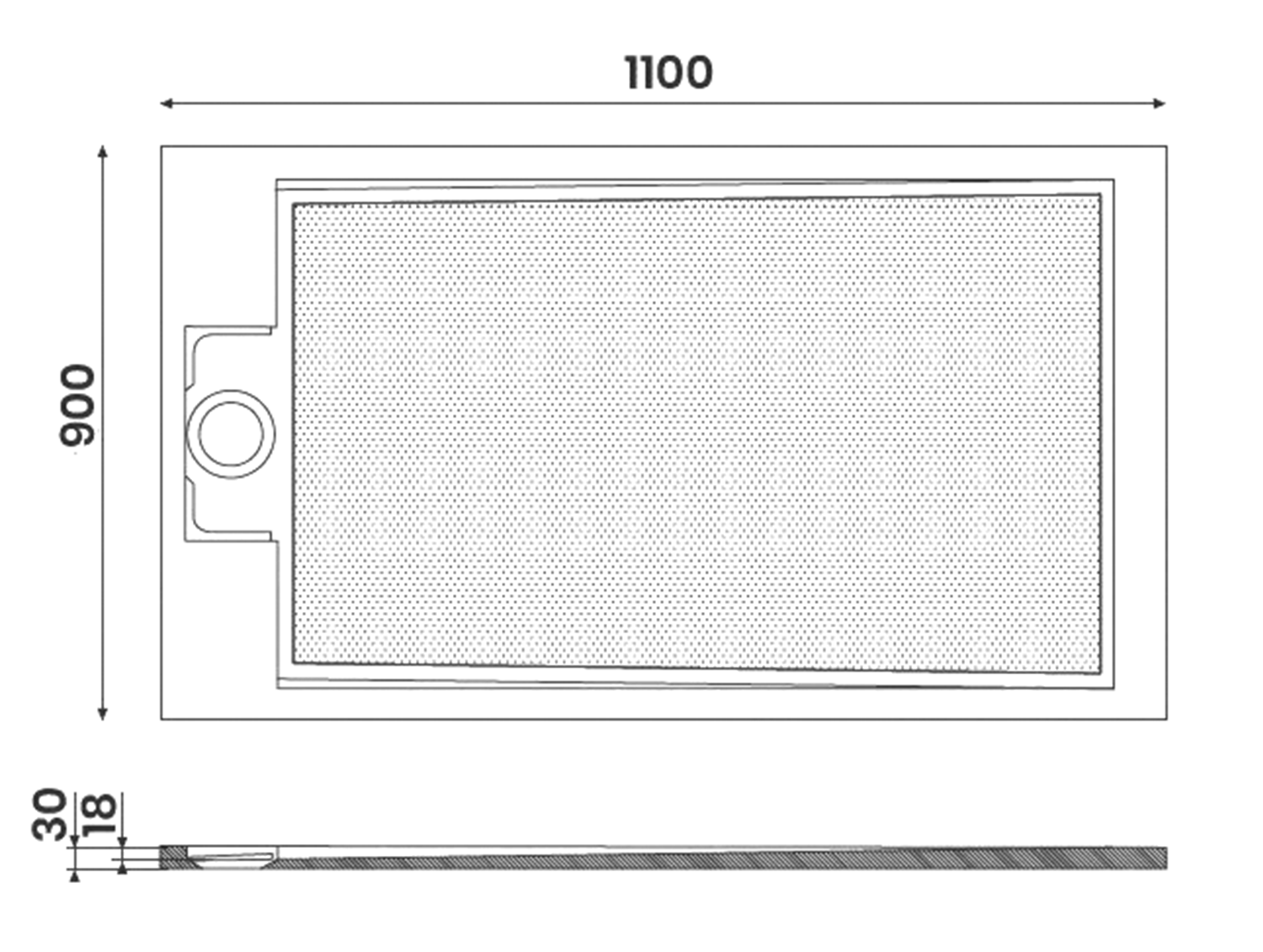 Gelco Ema rechthoekige douchebak antislip 110x90cm wit