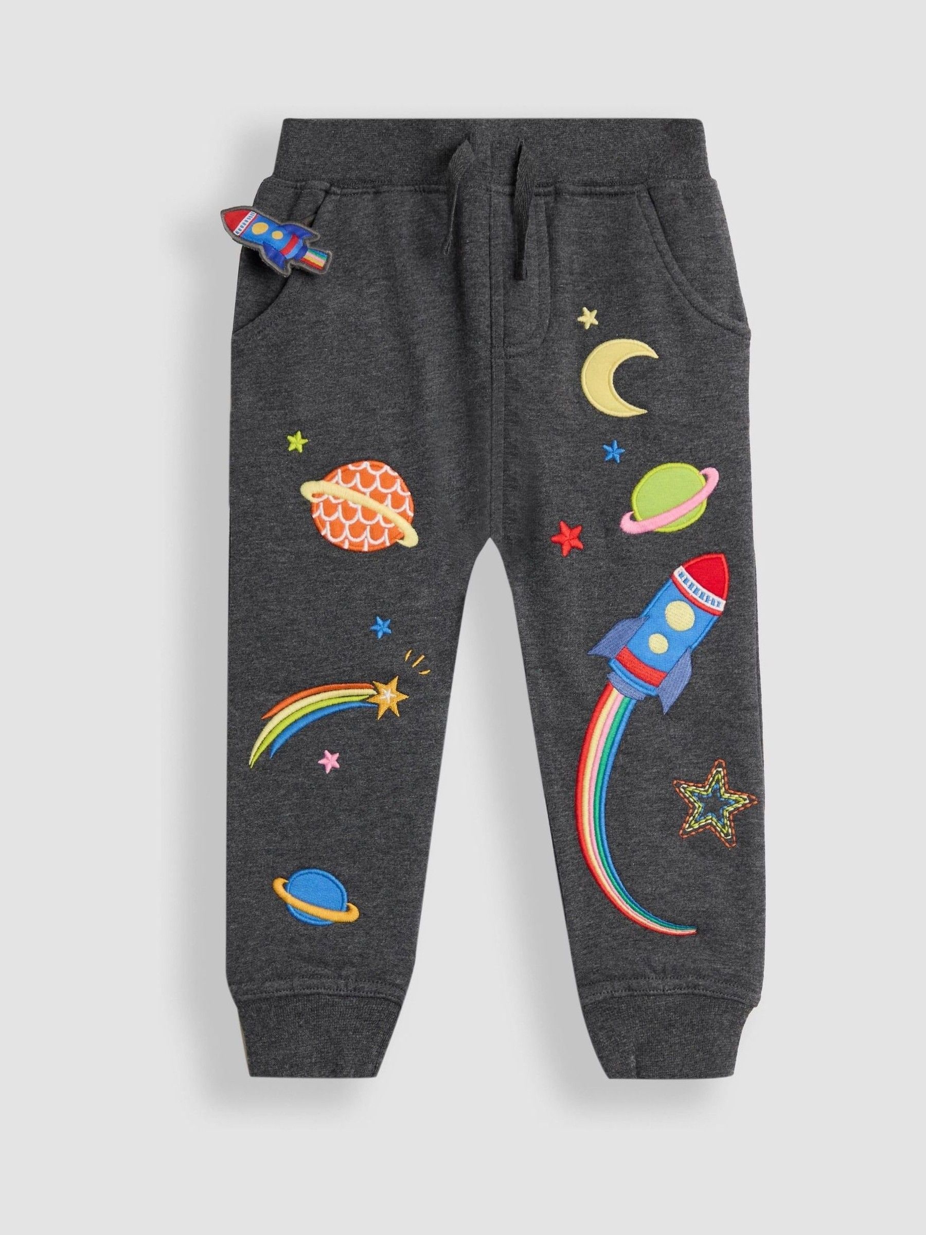 Charcoal Grey Space - JoJo Maman Bébé Appliqué Joggers