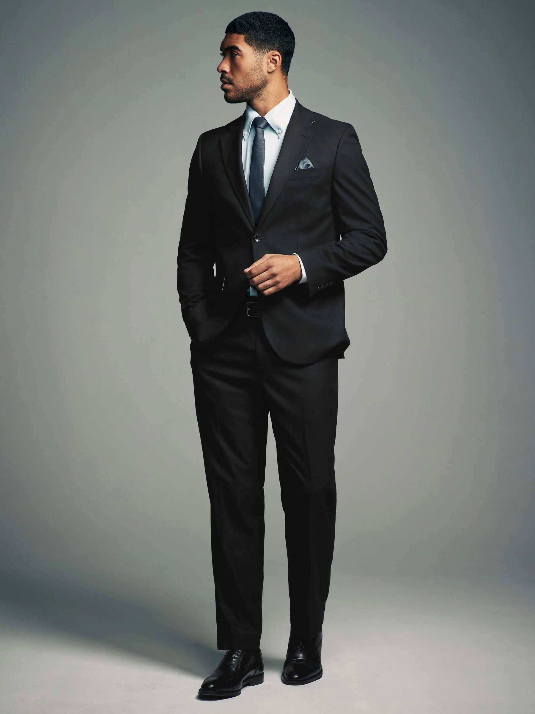 Zwart - Slim-fit flanellen colbert