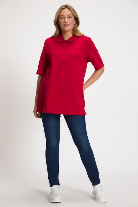 Poloshirt, Piqué, Polokragen, Samt-Knopfleiste, Halbarm