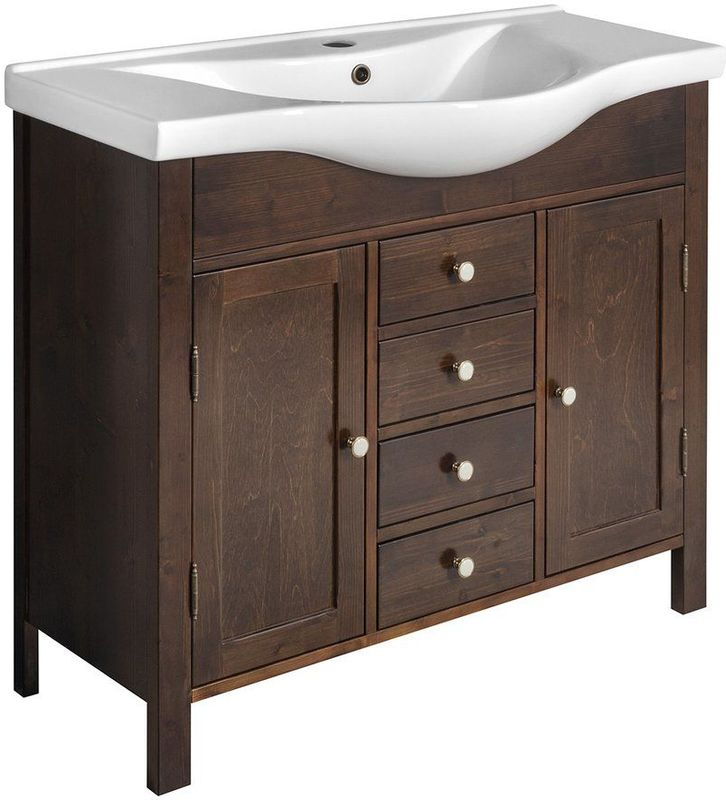 Sapho - Ambra - Wastafelmeubel - Bruin - 96 cm - 4 Laden en 2 Deuren