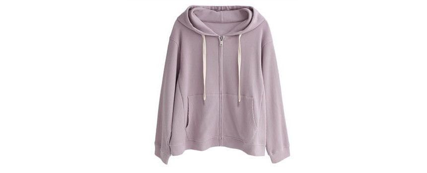 CRIBI - Effen hoodie met wafelmotief en rits