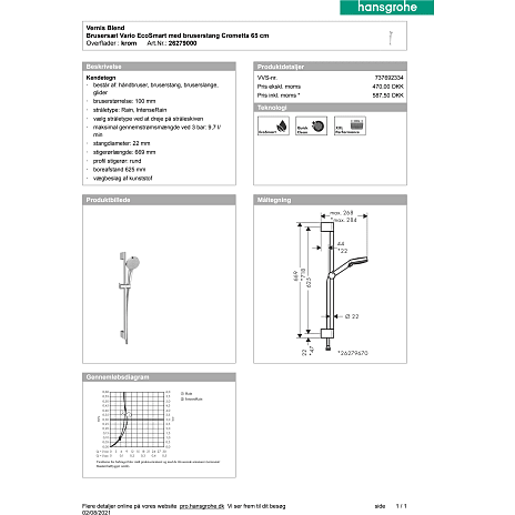 Hansgrohe Vernis blend bs vario ecos m/bruserstang