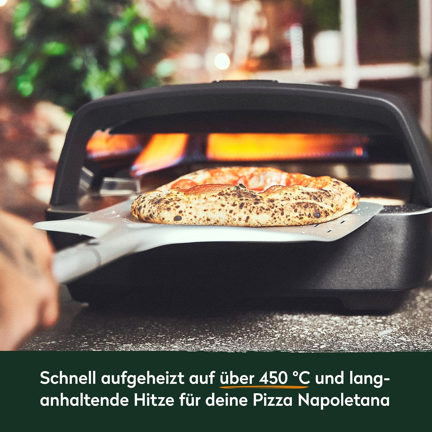 BURNHARD Gas Pizzaofen - TONY, 450 °C, Tragbarer 5,9 kW Outdoor Ofen für Pizza (58,5 x 47,7 x 24,8 cm) inkl. Cordierit-Pizzastein, geeignet für Terrasse, Balkon und Garten