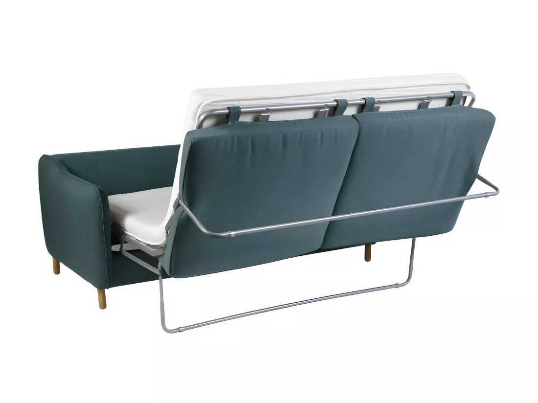 Vornay - Canapé convertible express 2 places en tissu - Bleu pétrole