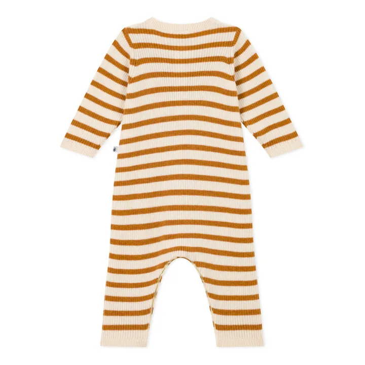 Petit Bateau Combinaison en Tricot Rayée | Beige