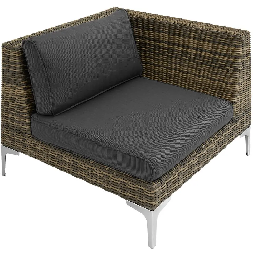 tectake Modulaire wickerset Villanova hoek links met aluminium frame