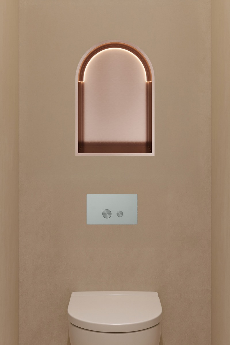 Hotbath &More inbouwnis met verlichting toogmodel 30x45x10cm geborsteld koper PVD