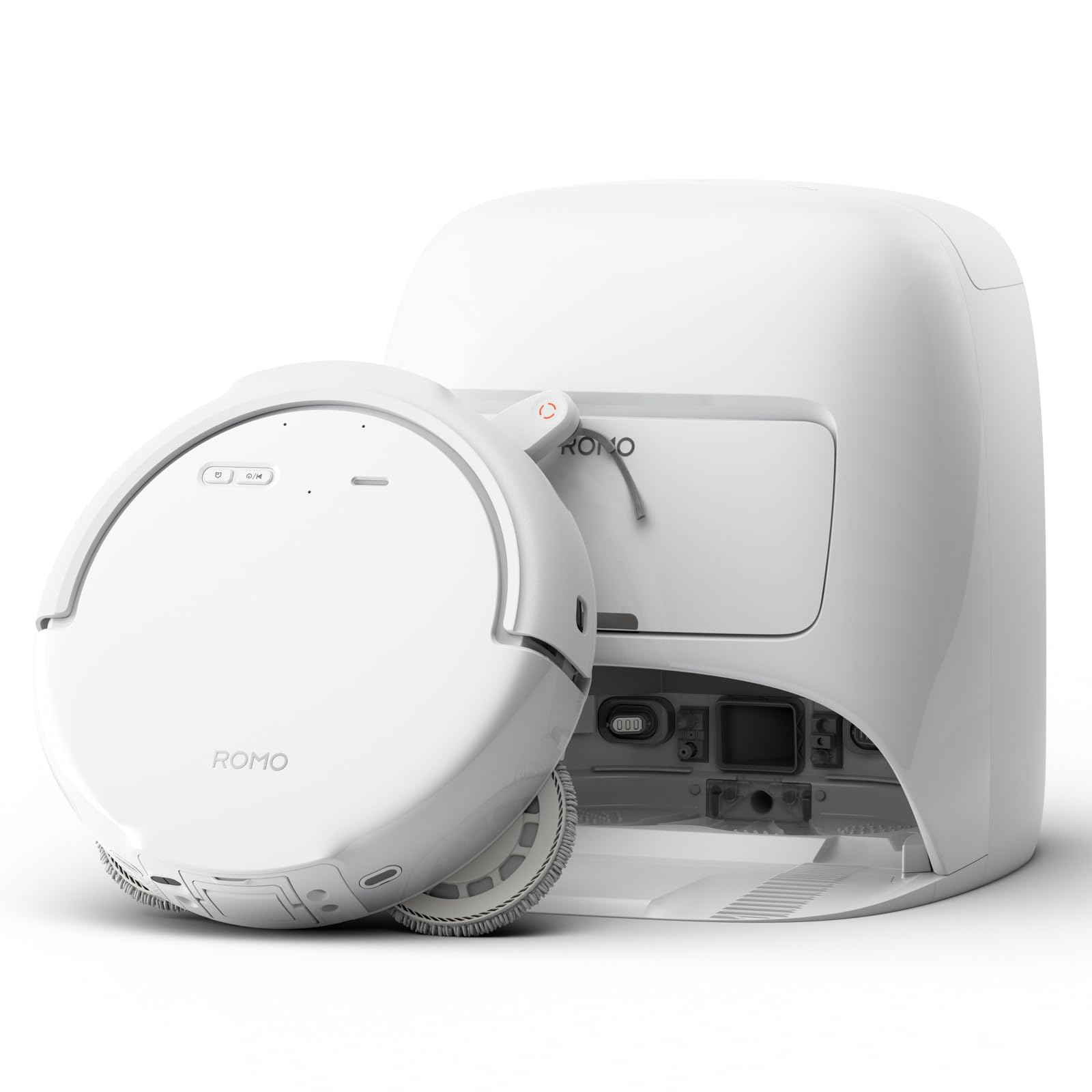 DJI ROMO S Robot Aspirateur Laveur, Aspirateur Robot de 25 000 Pa, détection de Niveau Drone, Deux Bras robotiques, 200 Jours sans Maintenance, Lavage
