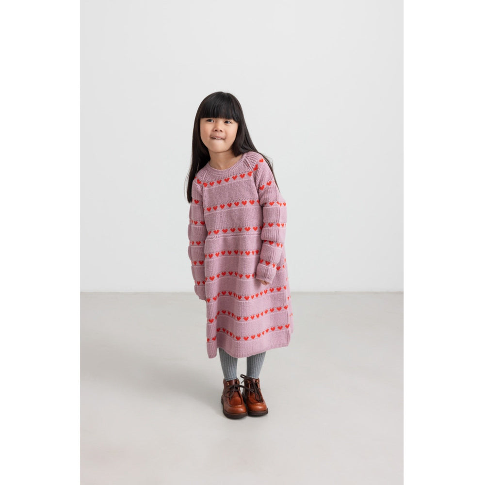 Køb MarMar Light Cotton Wool Pattern Soft Berry Hearts Daso Strik Kjole