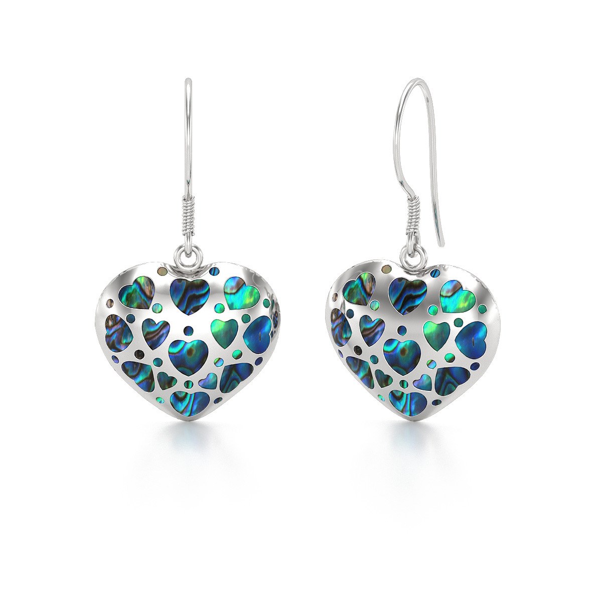 Boucles d'Oreille Coeur en Nacre Abalone & Argent 925 | Symbole d'Amour - Aden