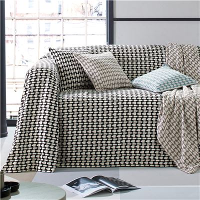 Plaid et jetés bicolores tissés jacquard