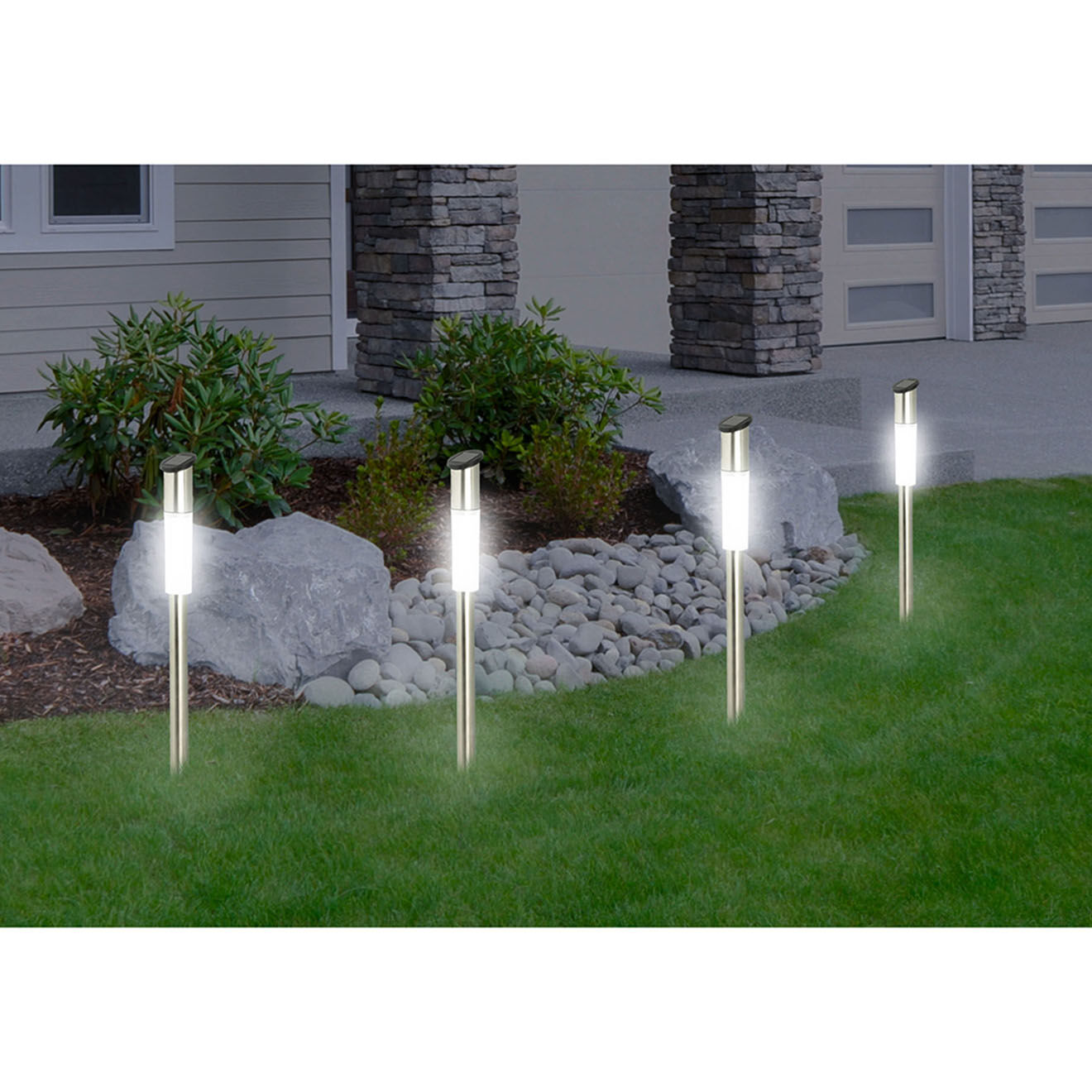 Pratik Garden 4 Piquets solaires argentés - 5.2x61.5 cm
