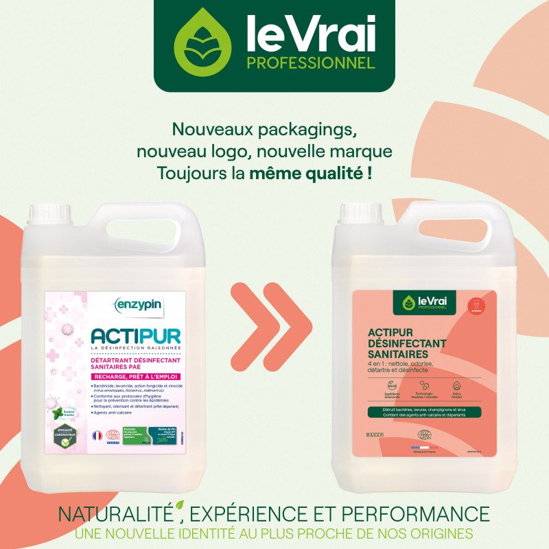 Détartrant désinfectant sanitaires Actipur Le Vrai Professionnel prêt à l'emploi - Bidon de 5 L