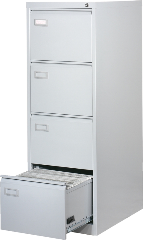Hängeregistraturschrank Steel, 4 Hängeregisterauszüge, 46 x 62 x 132 cm, lichtgrau (RAL 7035)