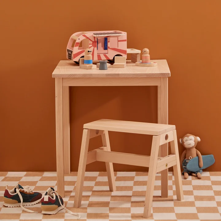 Kids Concept - Saga Hocker, 32 x 30 x 30 cm, Buche natur