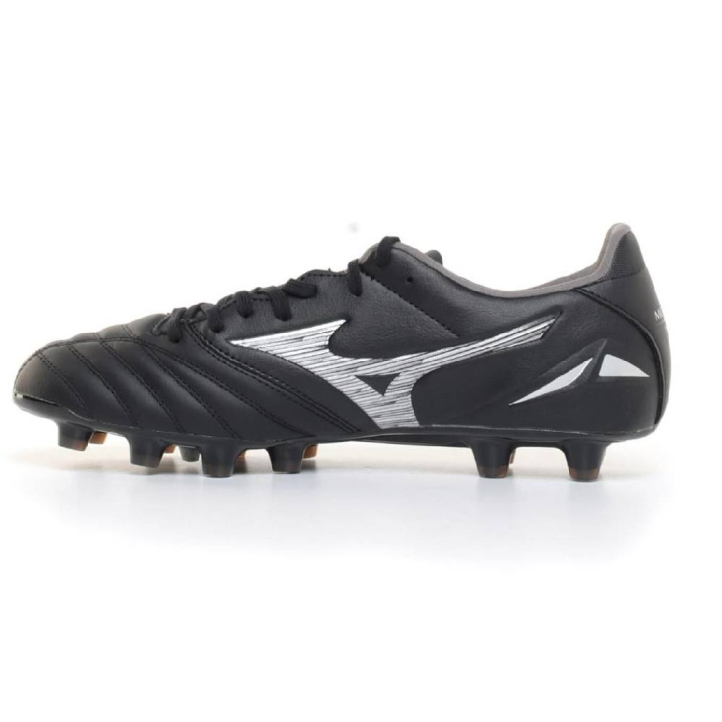 Mizuno Morelia Neo IV Pro Gras Voetbalschoenen (FG) Zwart Zilver