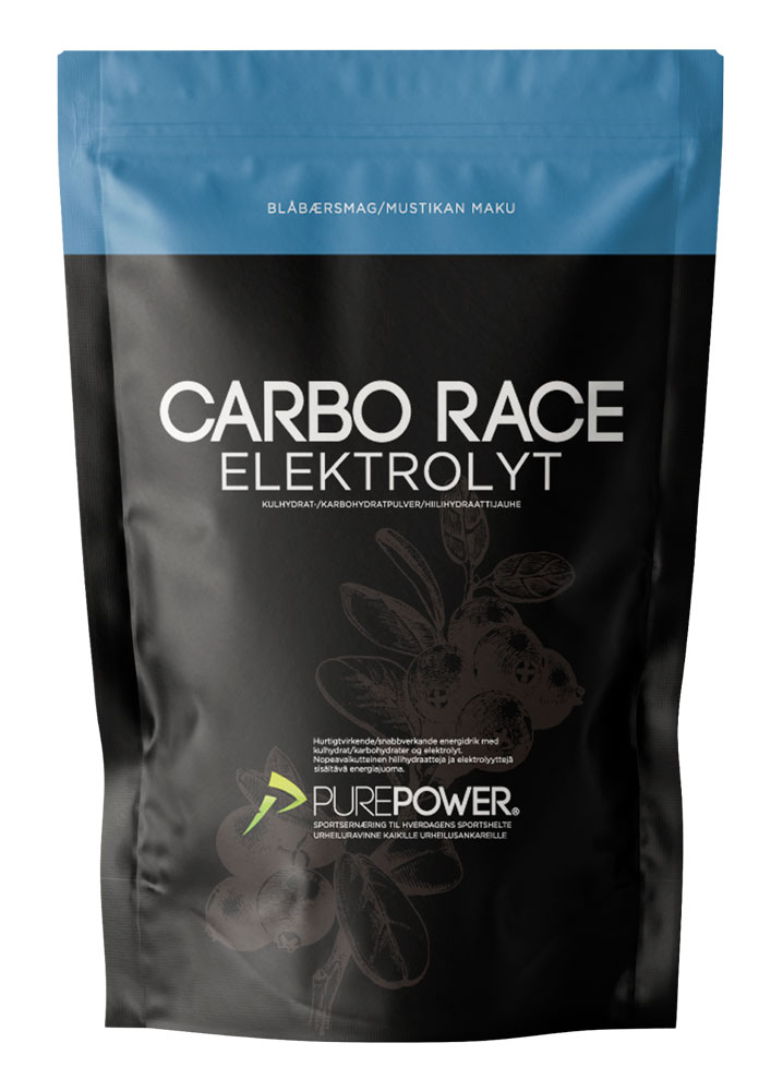 PurePower Carbo Race Elektrolyt energipulver blåbær 1 kg