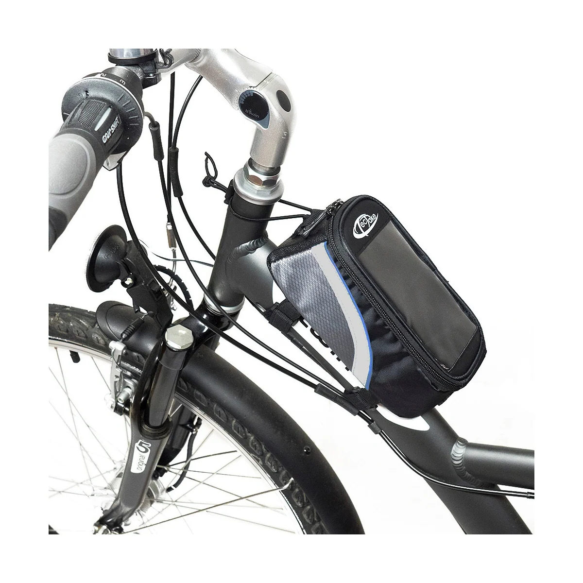 Mobilholder sykkel - 20,5 x 10 x 10,5 cm,svart/grå/blå