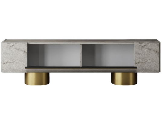 CONCEPT1 - Meuble TV Bohem - Travertin, Or 180 x 50 x 30