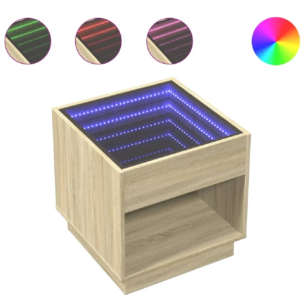 vidaXL Table de Chevet LED Infini