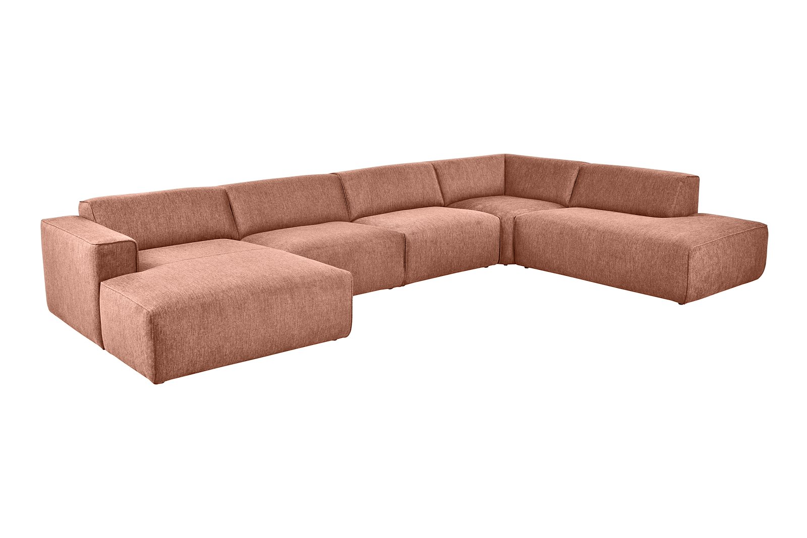 Enjoy U-sofa oppsett Sjeselong venstre liten , 2-seter, hjørne, åpen ende høyre liten i tekstil Brego 52 Magnolia med sorte ben