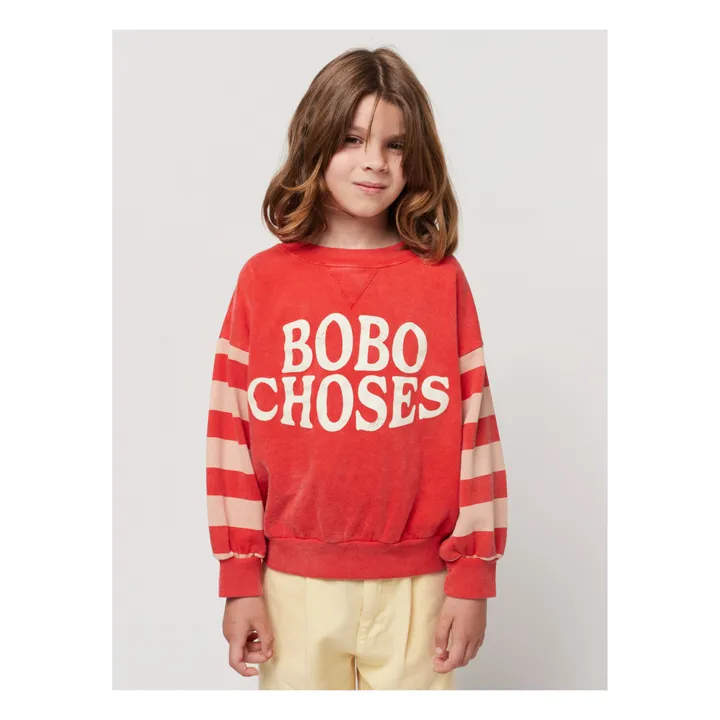 Bobo Choses Sweat Coton Bio à Rayures | Rouge