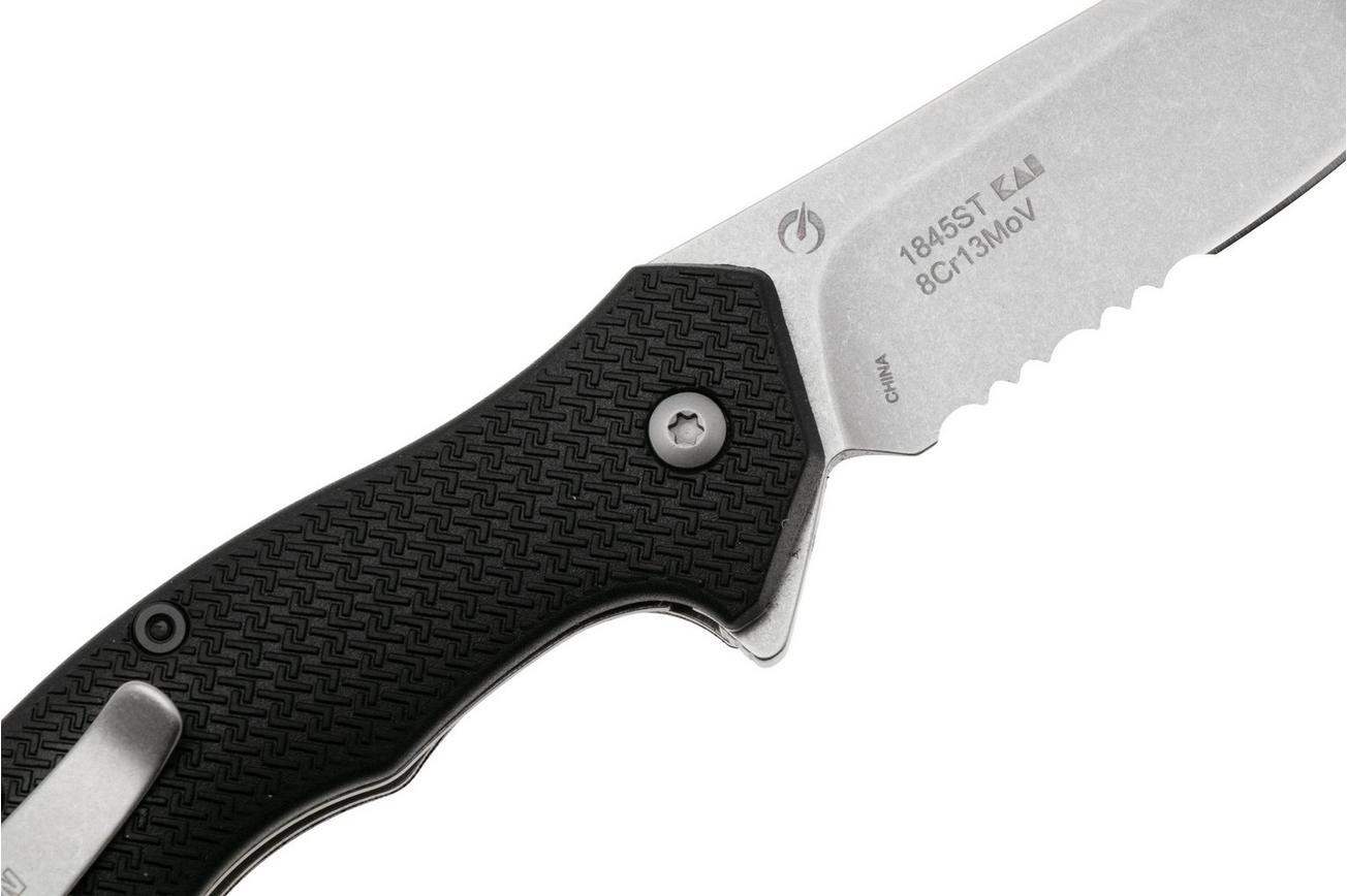 Kershaw Shoreline Serrated 1845ST Stonewashed 8Cr13MoV, Black FRN, zakmes