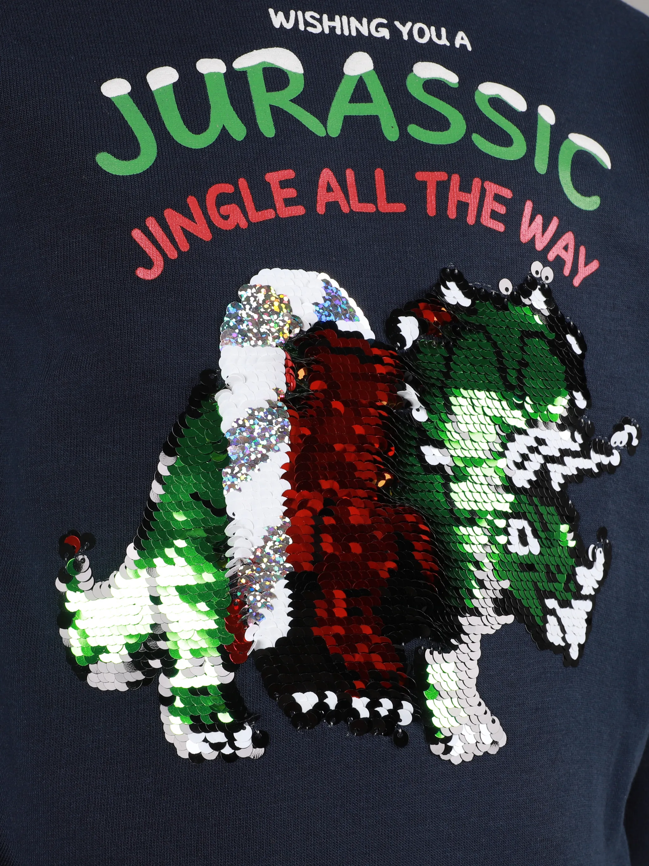 Jungen Weihnachts-Sweatshirt mit Pailletten und Printmotiv