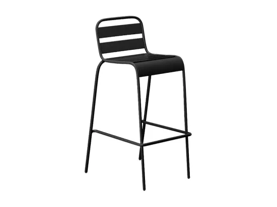Lot de 2 chaises hautes de jardin empilables en métal - Noir - MIRMANDE de MYLIA