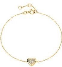 Hartvormige armband in 14 karaat goud met Diamanten
