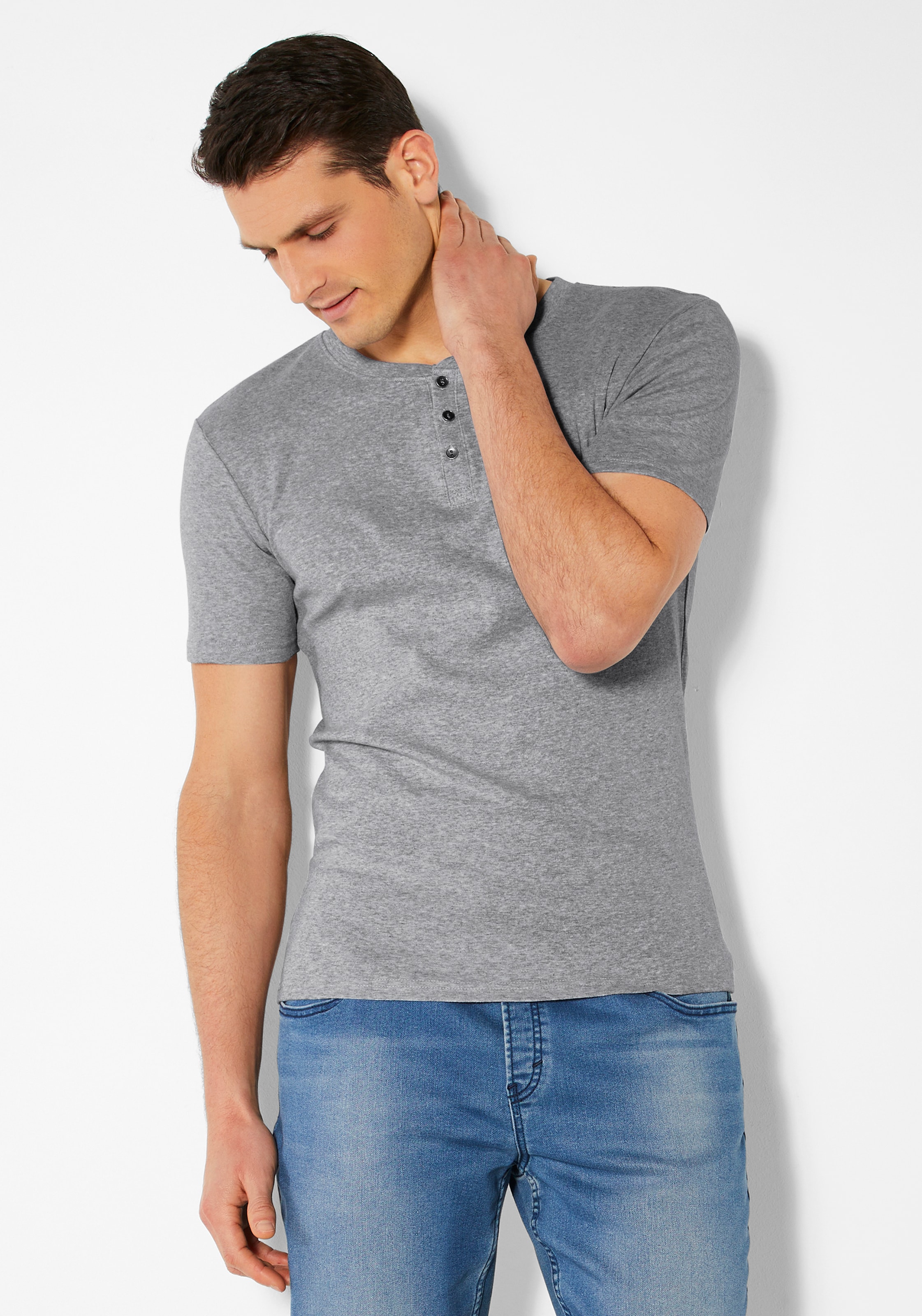 H.I.S T-Shirt , mit aufwendiger Knopfleiste, perfekt als Unterziehshirt