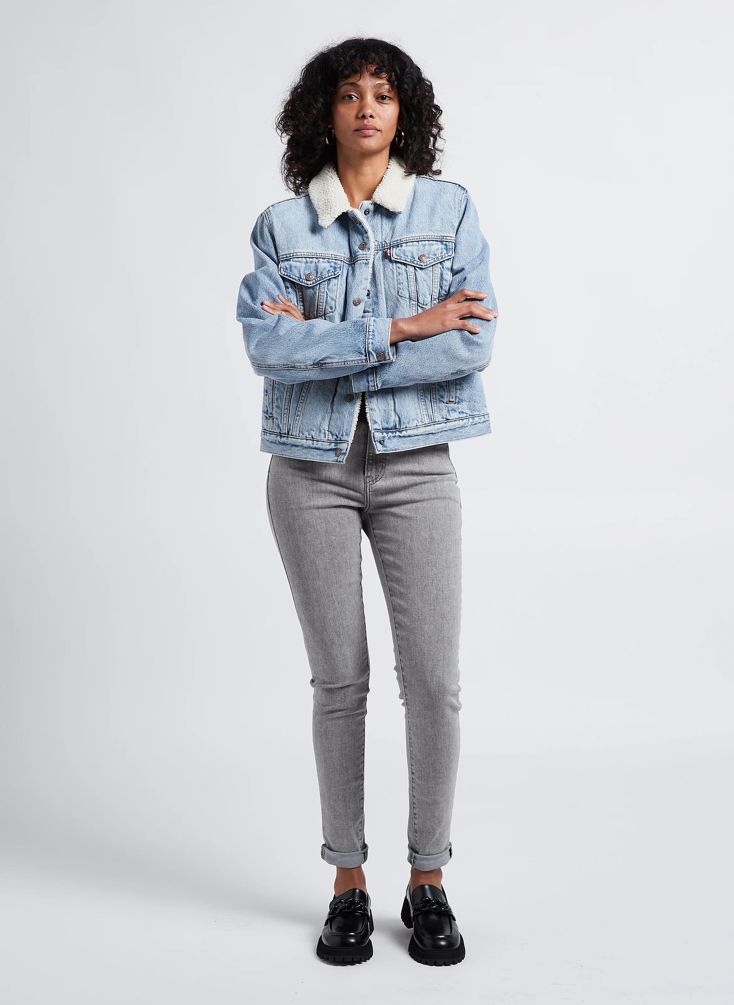 ORIGINAL SHERPA TRUCKER - Veste col classique sherpa en coton | Jean Délavé