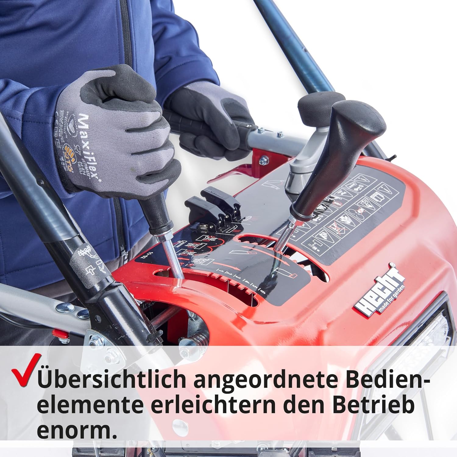 HECHT Starke Benzin Schneefräse – 66 cm Arbeitsbreite – 2-stufig – 54 cm Arbeitshöhe – 15 m Auswurfweite – mit E-Start, Raupenantrieb, 6-Vorwärts- & 2-Rückwärtsgänge, LED-Scheinwerfer, Griffheizung