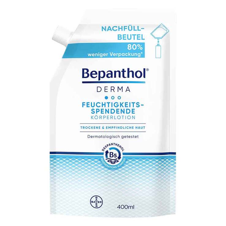 Bepanthol Derma feuchtigkeitsspendende Körperlotion Nachfüllbeutel, 1X400 ml
