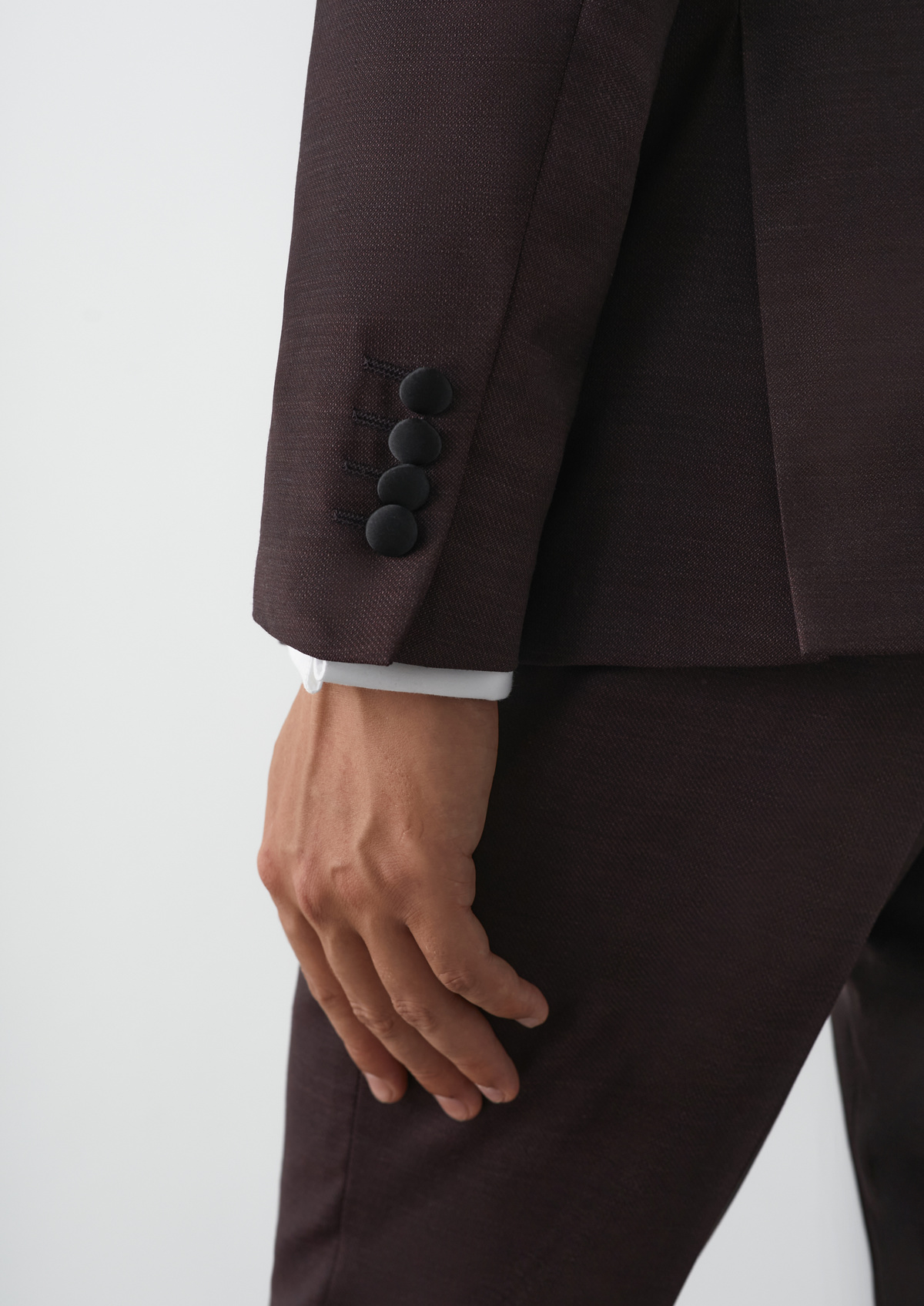 Smoking Slim en laine unie bordeaux