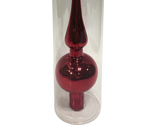 Lafiora glazen kerstboomtopper, 28 cm hoog, glanzend rood