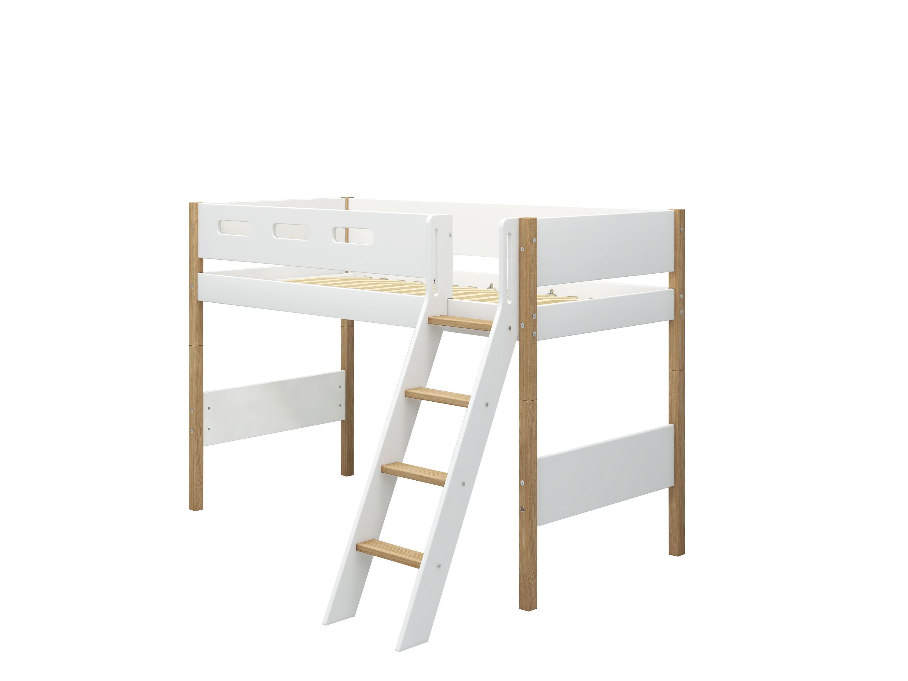 Flexa NOR Mittelhochbett - Weiss / Eiche / B: 150.0 cm x T: 210.0 cm x H: 143.0 cm