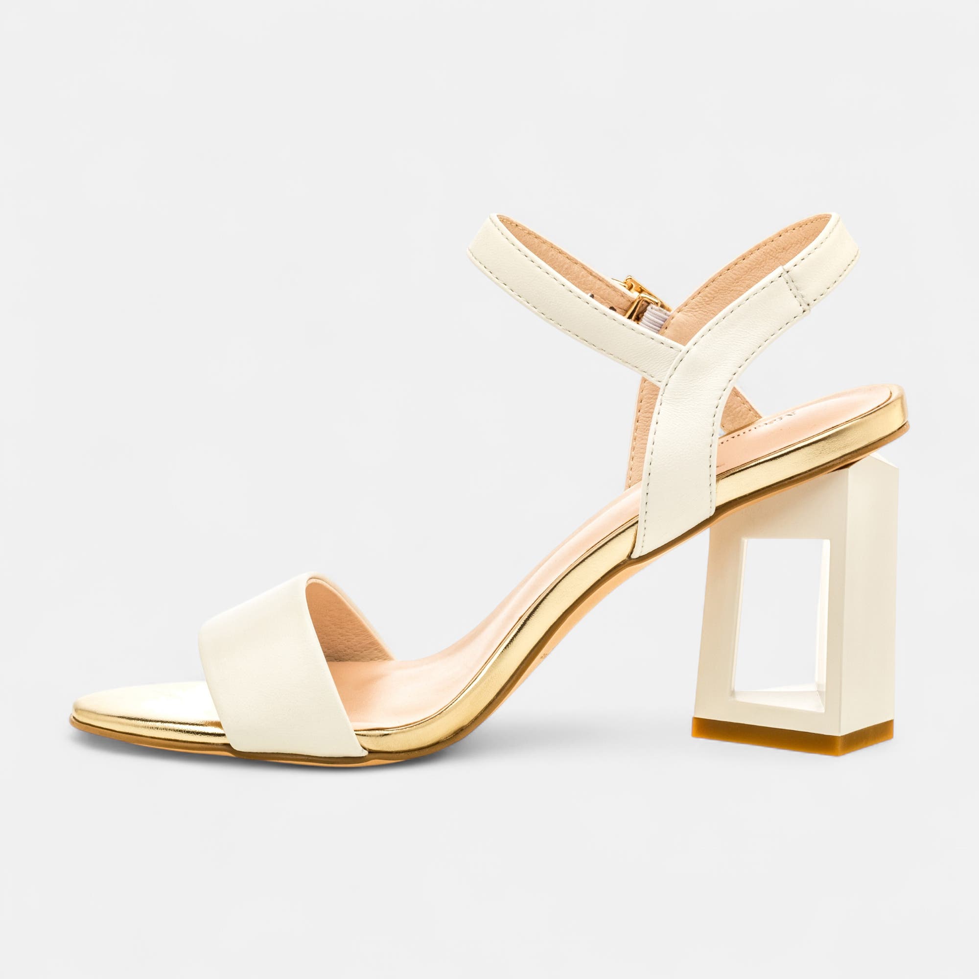 Nu-pieds à talon Femme en cuir blanc