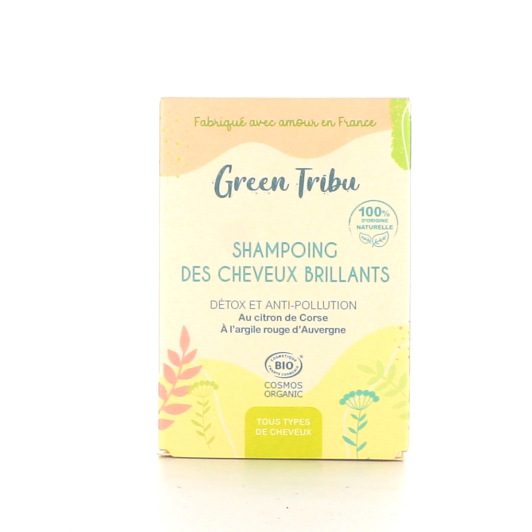 Shampoing solide bio cheveux brillants Green Tribu - Anti pollution