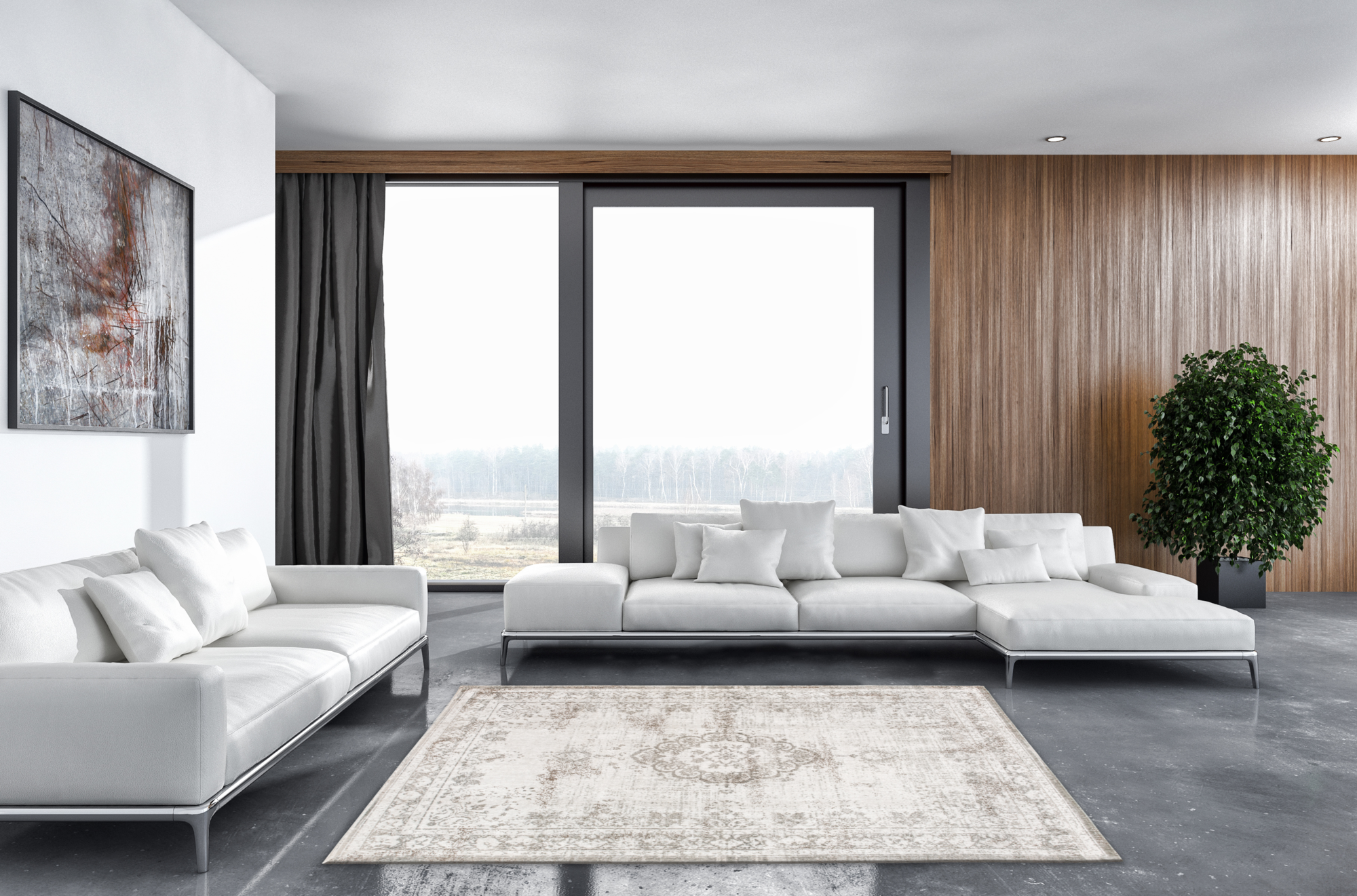 Ecorugs vloerkleed Medallion beige 80x150 cm