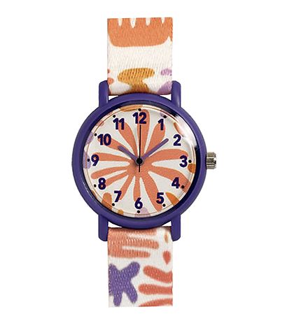 Djeco Armbanduhr - Montre Feuilles - Lila/Orange/Weiß
