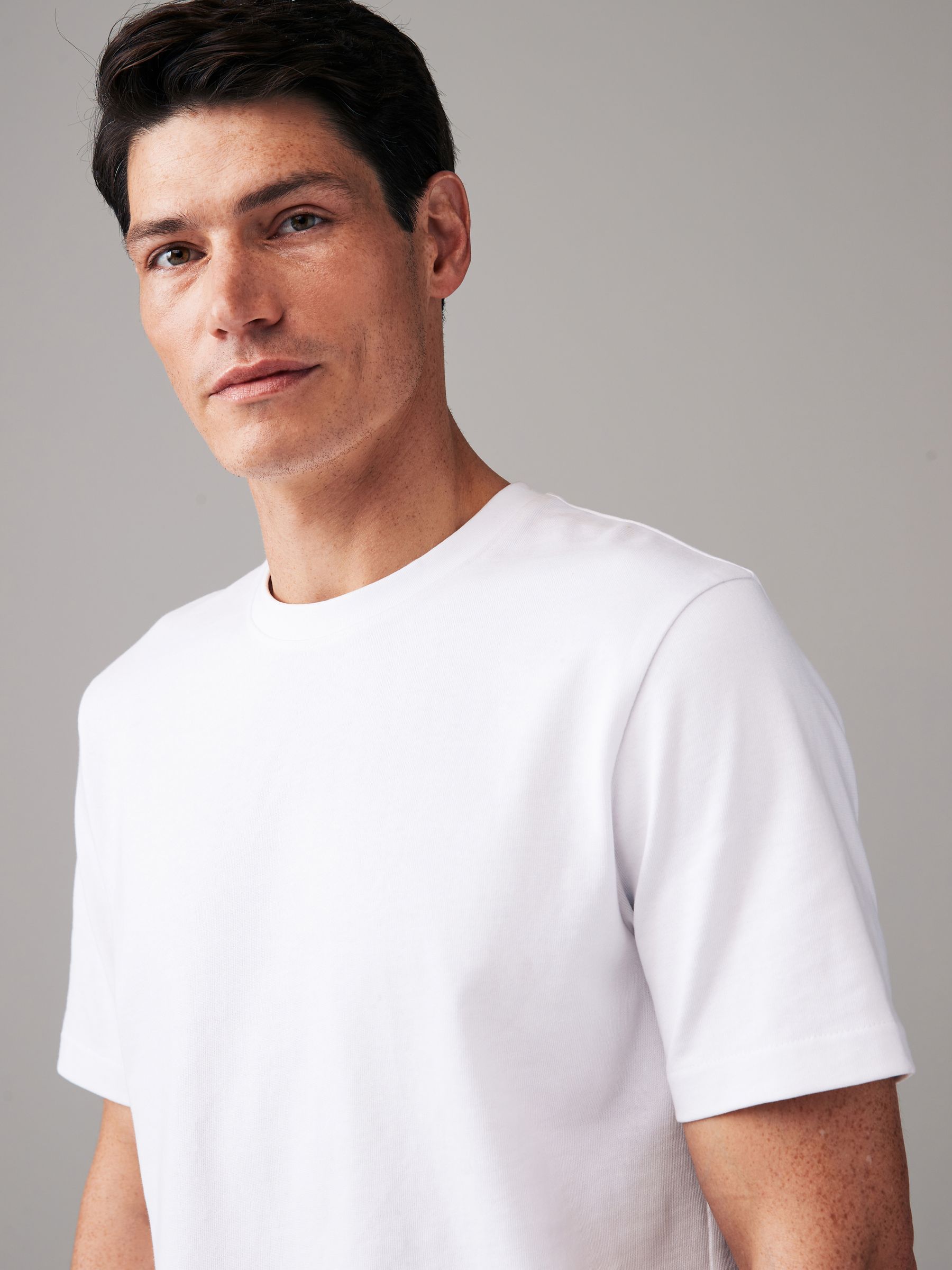 Wit - Normale Pasvorm - Zwaar T-shirt