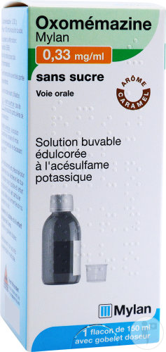 Mylan Sas Oxomémazine 0,33mg/ml Sans Sucre Solution Buvable Édulcorée Arôme Caramel Flacon 150ml
