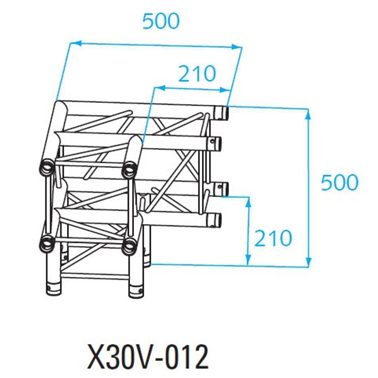 Prolyte X30V-C012 vierkant truss 3-weg hoek