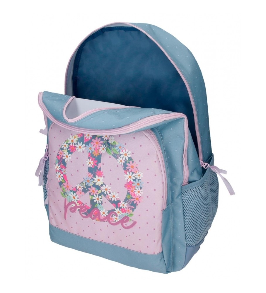 Roll Road Mochila Escolar Roll Road Peace Dos Compartimentos con carro azul, rosa