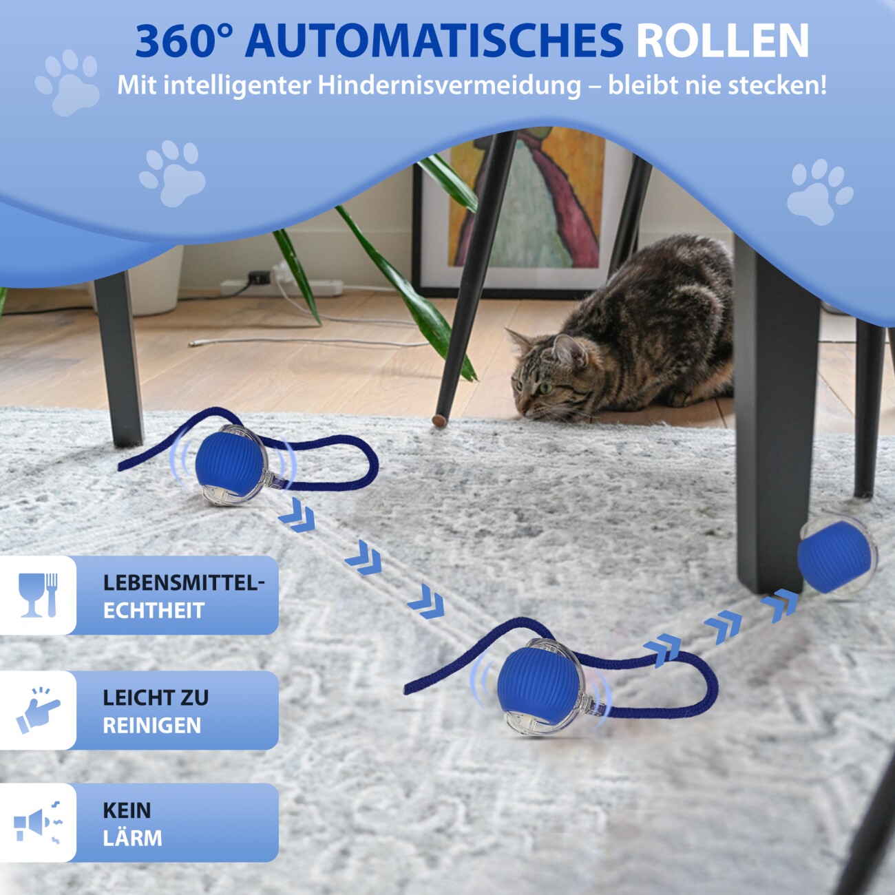 Petsation Interaktiver Katzenball blau
