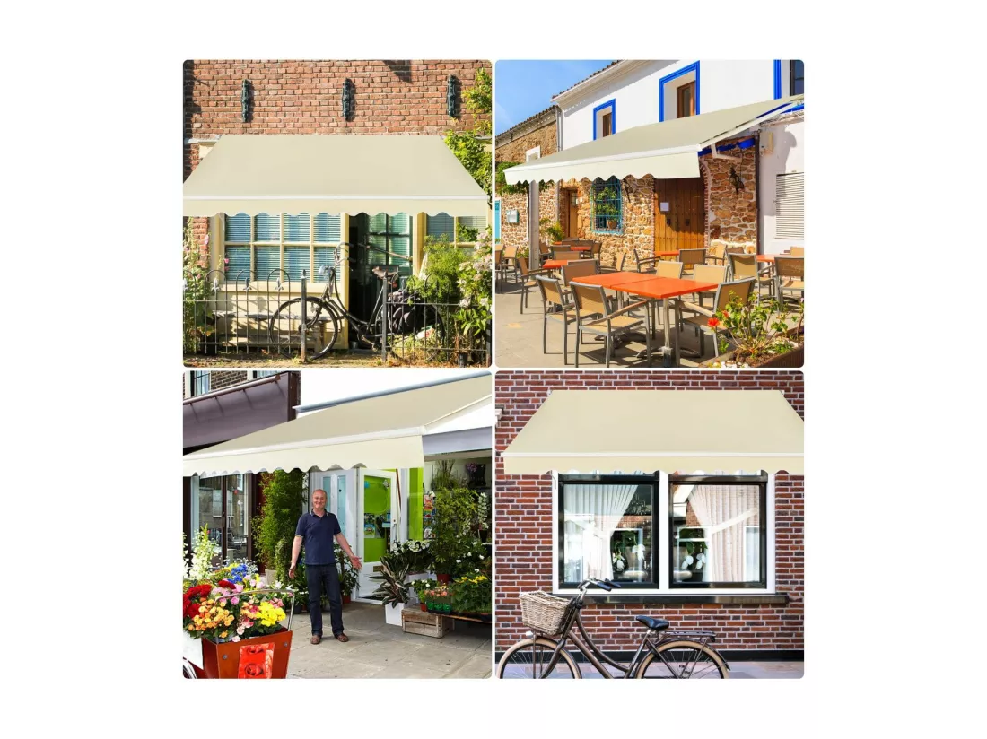 Store Banne de Balcon Rétractable avec Tissu et velours Résistant aux UV et à l'eau, Cadre en Aluminium Angle Réglable 5-35° , 3 x 2,5 m