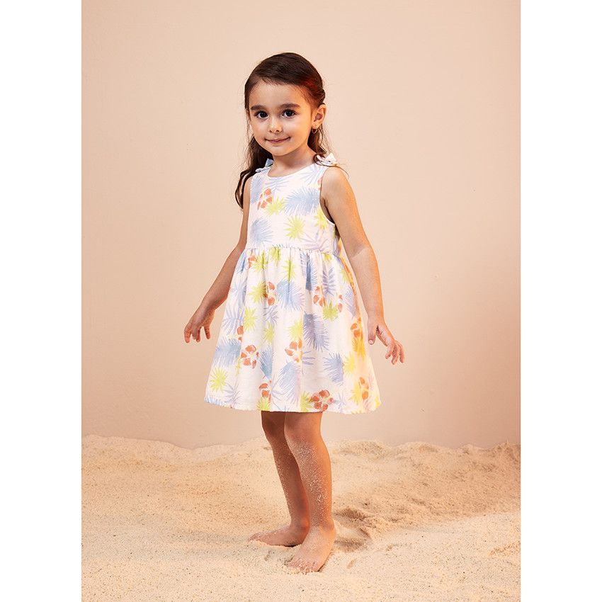 Robe à manches courtes imprimé fantaisie pour bébé fille - Blanc